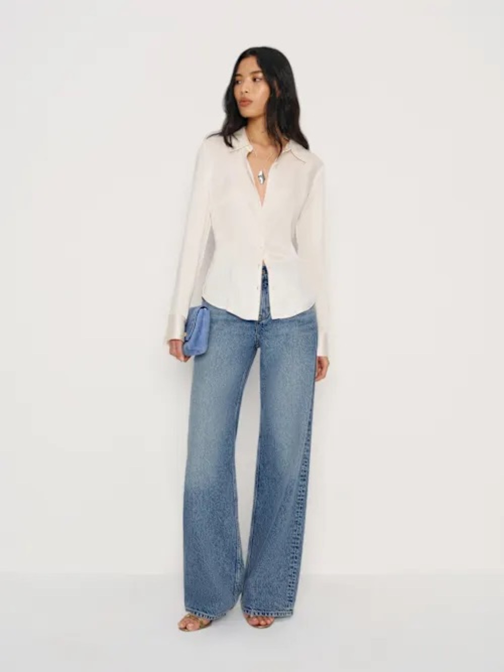 Reformation Cary Low Rise Slouchy Wide Leg Jeans Blue - Size 27